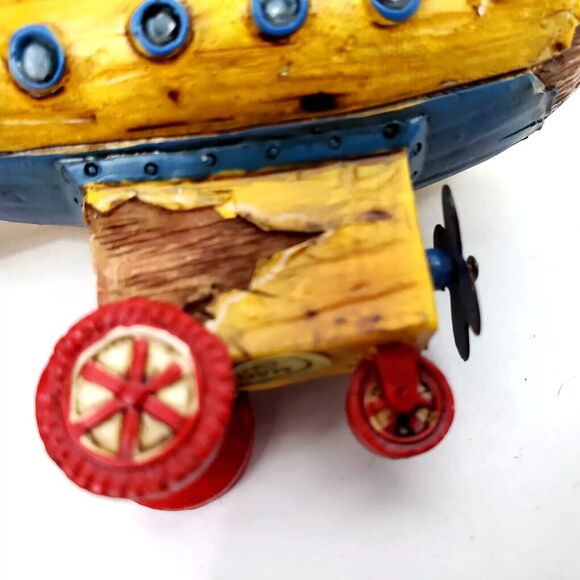 Rare Ornament Figure Zeppelin Aircraft Blimp Propeller Snowman Pilot Rustic Aged - Picture 8 of 10